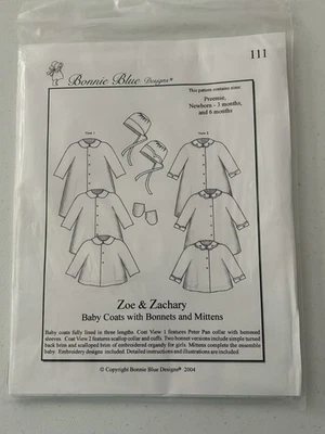 Bonnie Blue Designs Baby Coats Pattern with Bonnets & Mittens - Image 1 of 2