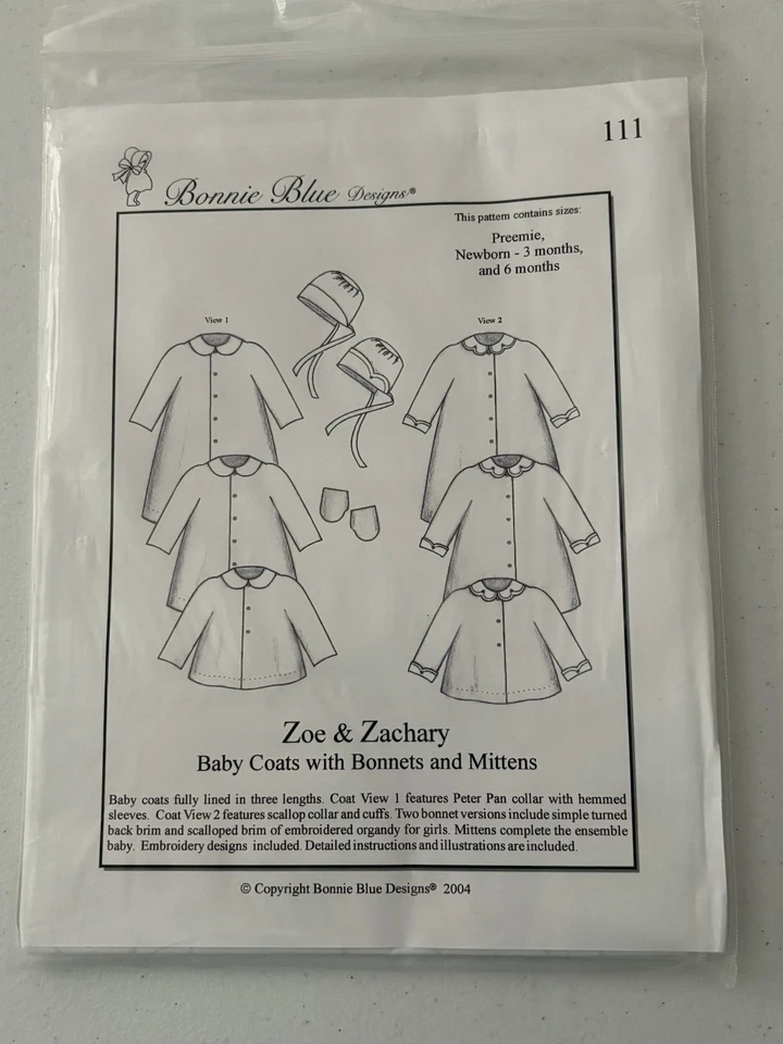 Bonnie Blue Designs Baby Coats Pattern with Bonnets & Mittens - Image 1 of 2