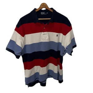 Vintage Polo Ralph Lauren Striped Cotton Polo Rugby Shirt Vented Size 2XB Big 2X - Picture 1 of 14