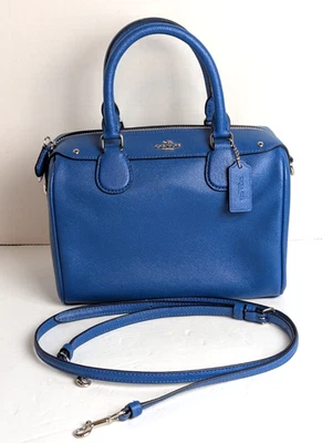 Bolso de mano COACH F57521 mini Bennett de cuero azul con asa de correa de 2 vías Foto 1 de 4