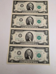 1976 $2 federal Reserve Star Note Uncut Sheet of 4 San Francisco - RK532 - Picture 1 of 2