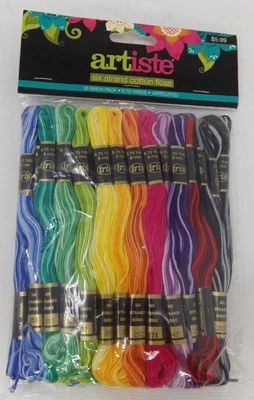 New Artiste Six Strand Floss Cotton Craft/Embroidery Thread-36 Skeins-Variegated - Image 1 of 4