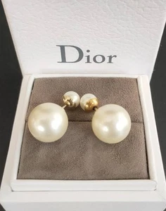 Christian Dior Tribal ball earrings resin Pearl white gold For Both Ears - Picture 1 of 4