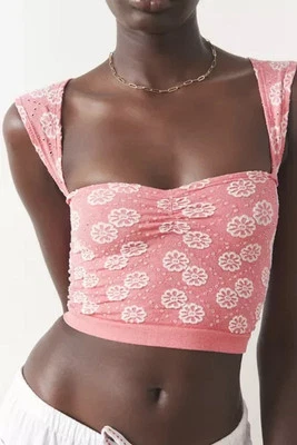 Top corto sin costuras Urban Out From Under Flower Power XS/S rosa nuevo sin etiquetas Foto 1 de 4