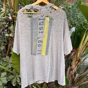 Vintage 1997 Nike Just Do It Distressed Tee Gray L/XL - Picture 1 of 8