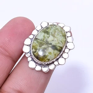Rainforest Jasper - Australia Designer Silver Plated Ring S.6 R4, Christmas Gift - Picture 1 of 6