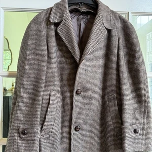 Vintage Harris Tweed Scottish Overcoat Herren Braun Wolle Handgewebt Top Coat 36 S S - Bild 1 von 11