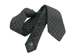 Cravatta di seta jaquard nera con disegno bianco quadrettino operato - Imagen 1 de 1