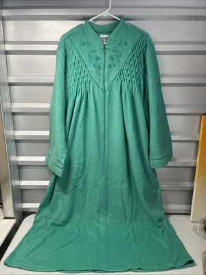 Vtg Anthony Richards Teal Blue Fleece Robe Housecoat Nightgown 1/2 Zip Sz 2XL - Image 1 of 4
