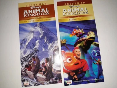 Disney World Park Guidemap Animal Kingdom Everest Finding Nemo 2010 Juego de 2 Foto 1 de 3