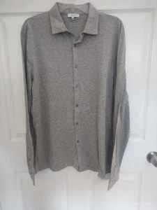 Reiss Shirt Men's XL Gray Knit Button Up Regular Fit Lightweight Long Sleeve - Picture 1 of 4