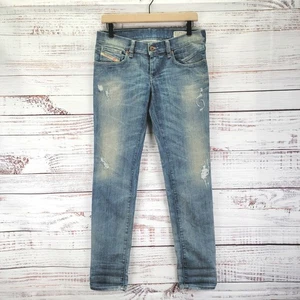 Diesel Jeans Womens 27 X 30 Blue Getlegg Slim Skinny Low Rise Distressed Denim - Picture 1 of 17
