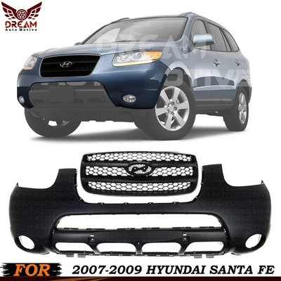 Front Bumper Cover Fascia & Grille Assembly Kit For 2007-2009 Hyundai Santa Fe Foto 1 de 4