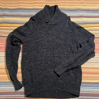 Weatherproof 复古男式海军斑点披肩领棉毛衣 M 码 — 第 1/4 张图片