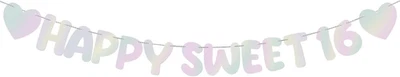 Pre Encordado Feliz Dulce 16 Banner Brillo Decimosexto Cumpleaños Fiesta Decoraciones 16 Foto 1 de 4