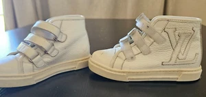 Louis Vuitton Jungen Mädchen Weiß Schuhe Turnschuhe High Tops Klettverschluss Riemen 24 EU - Bild 1 von 5