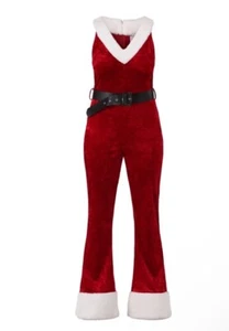 No Boundaries Juniors Mrs. Santa Claus Christmas Jumpsuit & Belt L (12-14) NWT - Picture 1 of 13