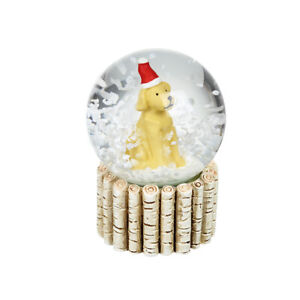 Santa Dog Christmas Snow Globe by Heaven Sends Miniature Size and Wooden Base