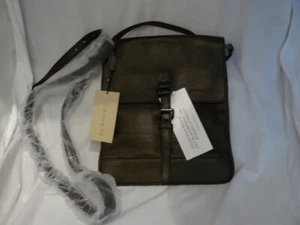 NWT BURBERRY BROWN LEATHER MESSENGER BAG - Picture 1 of 6