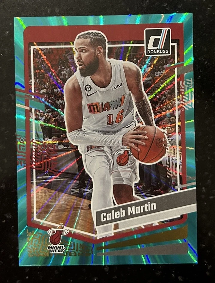 2023-24 Panini Donruss Caleb Martin Teal Laser Holo 05/20 Miami Heat No. 182 SSP - Image 1 of 3