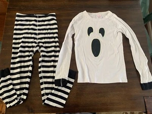 HANNA ANDERSSON HALLOWEEN Ghost Glow In The Dark LONG JOHN PAJAMAS 140 US 10 - Picture 1 of 6