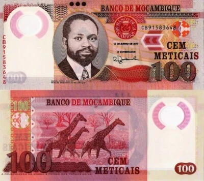 MOZAMBIQUE 100 Meticais, 2017 Polymer, UNC, "Giraffe" New signature, P151b - Image 1 of 3