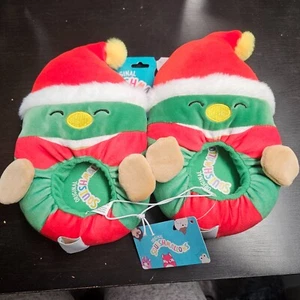SQUISHMALLOWS Red Green Elf Duck Holiday Boys Girls Kids SLIPPERS size 4/5 - NEW - Picture 1 of 3