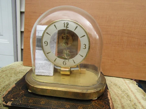 Vintage Kundo Obergfell Electronic  Mantle Clock w/ Glass Dome Cover Cover