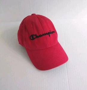 Champion Ball Cap Hat Strapback Embroidered Script Logo Classic Twill Red OSFM - Picture 1 of 9