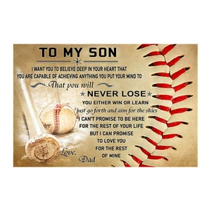Baseball to My Son from Dad Poster, Gift for Son Home Decor No Frame, Canvas - Picture 1 of 6