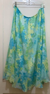 Vintage Ruby Rd. Maxi Skirt Size 18W Teal Green Floral Sheer Flowy Y2K Fairycore - Picture 1 of 9