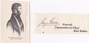 Army major-general GEORGE ANSON AUTOGRAPH - Commander-in-Chief in India in 1856 - Picture 1 of 1