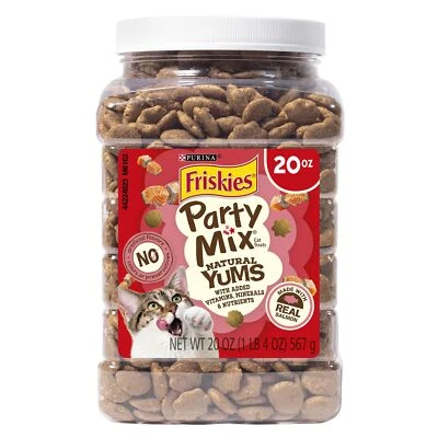 Purina Friskies Natural Cat Treats Party Mix Natural Yums With Real Salmon an... - Image 1 of 4