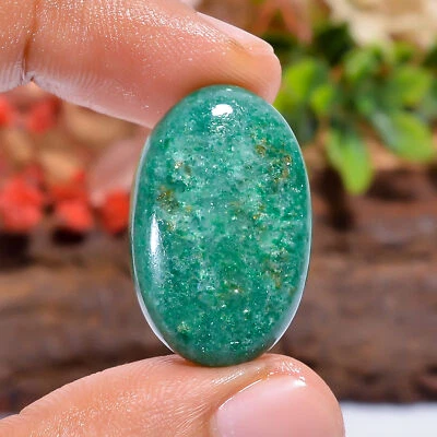 Genuine Green Aventurine Oval Shape Cabochon Loose Gemstone 24 Ct. 26X17X6 mm - Image 1 of 4