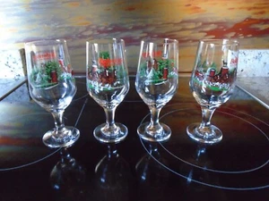 Vintage Budweiser Clydesdales Biergläser Kelche Stiel 1991 4er Set XMAS - Bild 1 von 4