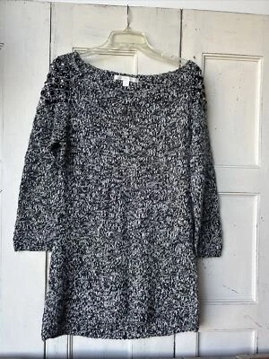 Boston Proper Black/White Knit Sweater Size Large - Image 1 of 4