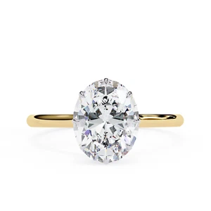 Oval Moissanite 14K Yellow Gold Plated Engagement Ring for Women - Picture 1 of 10