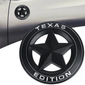 METAL Texas Edition Sticker Decal Emblem Lone Star Badge For Truck (Black/White) - Picture 1 of 6