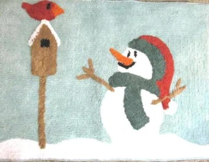 Alfombra de baño de invierno SNOWMAN LAND alfombra de cocina de vacaciones 21 x 31 pulgadas algodón acolchado elevado - Imagen 1 de 1