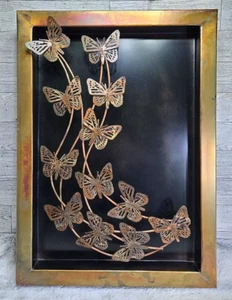 Ancient Graffiti Butterfly Flamed Metal Wall Art 19x13 Diameter Boho Rustic 3D - Picture 1 of 11