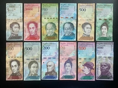 Lote de notas de 1 milhão + 11 PCS. Conjunto de papel-moeda venezuelano Venezuela - Imagem 1 de 3