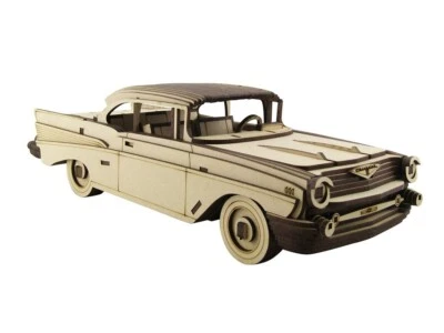 3D Wooden Vintage Chev Bel Air 1957 Car Puzzle, 170 Pieces Puzzle Kit, New - Image 1 of 4