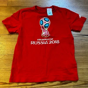 Adidas red Fifa World Cup Russia 2018 kids short sleeve shirt SIZE S - Picture 1 of 3