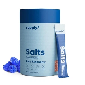 Supply6 Salts | Electrolyte Mix | Zero Added Sugar (54 Servings, Blue Raspberry) - Foto 1 di 6