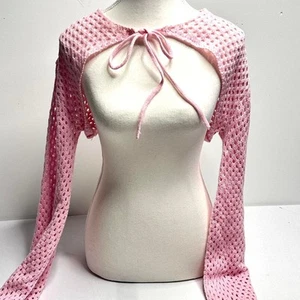 Sweet Society Size Medium Bubble gum Light Pink Crochet Cover Up - Cardigan - Picture 1 of 4