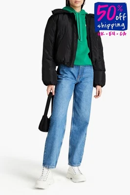 RRP€780 GANNI Down Puffer Jacket EU36 US4 UK8 M Elasticated Hem Side Strap Black - Image 1 of 4