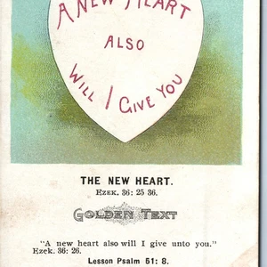 6 de agosto de 1899 Cita Bíblica Imagen Lección Ezequiel 36 Nuevo Corazón Tarjeta Comercial Cristo C56 - Imagen 1 de 3