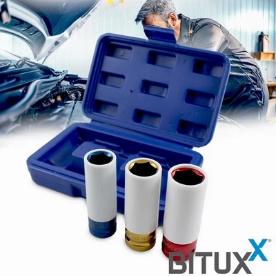 3x Schoneinsätze Schlagschrauber 17-19-21mm Schonnuss Alufelgen PKW KFZ Bituxx® - Bild 1 von 4