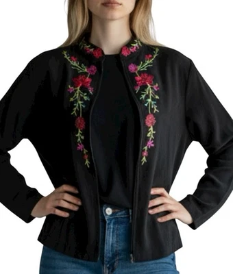 Chaqueta Vaquera Costera Festival Bordada Gamuza Imitación Elementz De Colección Grande Foto 1 de 4