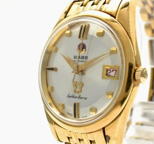 Very Rare! 57 Jewels [EXC+5] RADO Golden Horse 11674 Gold AT Men's Watch JAPAN - Picture 1 of 12